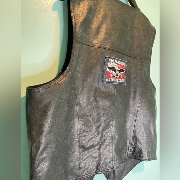 Wilson Leather Vest Men’s Black Large Snap Up Motorcycle Harley Davidson Patch - Picture 12 of 13